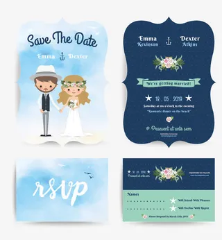 矢量婚礼请柬免抠