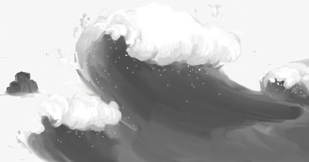 中国风水墨海浪免抠
