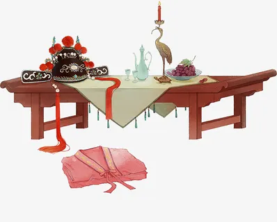 古风手绘新婚元素免抠