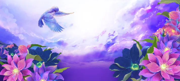 春天大气梦幻唯美景色紫色banner高清