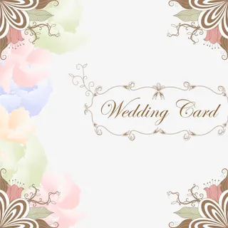 素色唯美花瓣婚礼请柬封面免抠