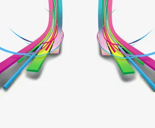 立体弯曲多彩矩形免抠