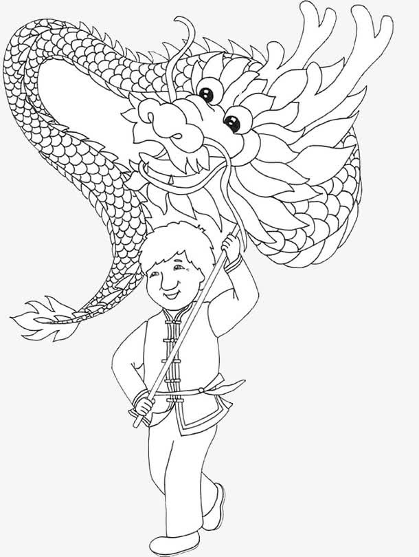 舞龙简笔画免抠