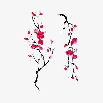 水墨桃花免抠