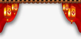 红色中国风灯笼框架免抠