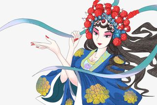 京剧人物手绘插画png免抠