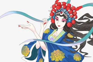 京剧人物手绘插画png免抠