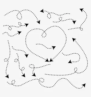 手绘黑色虚线箭头免抠