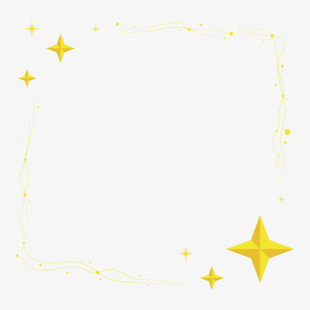 金色闪亮星星圈点线条边框免抠