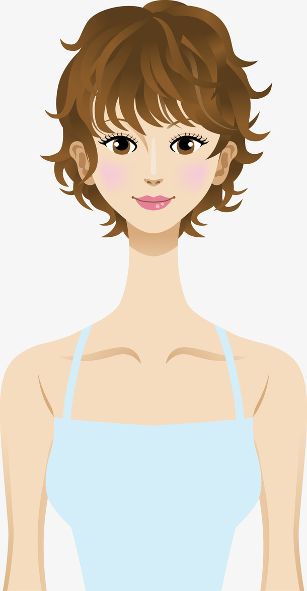 矢量短发美女素材图免抠
