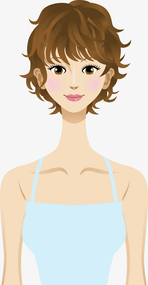 矢量短发美女素材图免抠