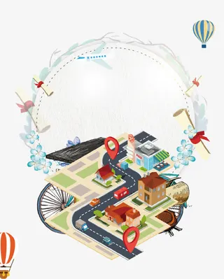 创意2.5D立体导航插画免抠