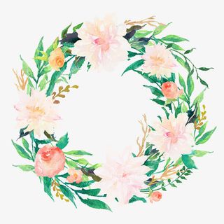 手绘清新水彩花草边框免抠