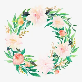 手绘清新水彩花草边框免抠