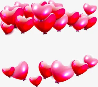 矢量红色爱心气球群免抠