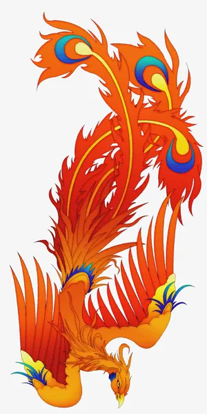 红色凤凰手绘元素免抠 红色凤凰手绘元素免抠