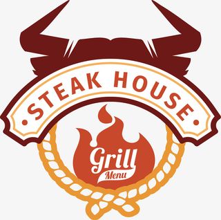 餐饮牛头卡通标签免抠