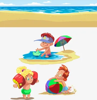 沙滩玩耍免抠