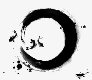 水墨环鱼图片素材免抠