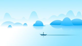 矢量蓝色旅游山水海报高清