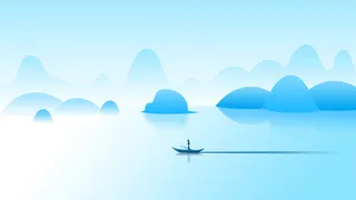 矢量蓝色旅游山水海报高清