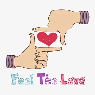 卡通手掌和爱心素材图免抠