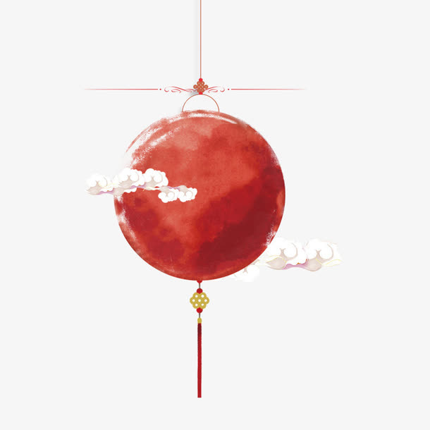红色笔触圆形渐变装饰新年元素免抠