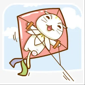 放风筝的卡通可爱猫咪免抠