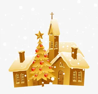 圣诞树房子免抠