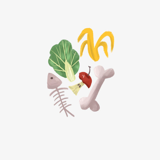 手绘垃圾分类2免抠