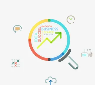 矢量卡通MEB风格放大镜素材免抠