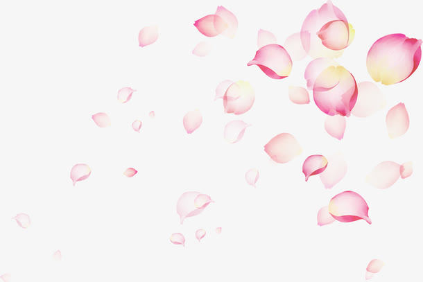 粉色卡通手绘唯美花瓣美景免抠