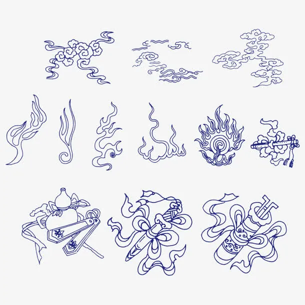 青花瓷传统纹样免抠