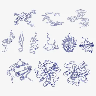 青花瓷传统纹样免抠