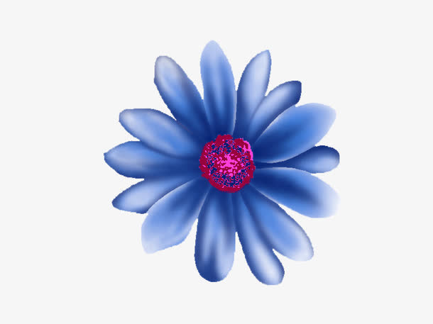 手绘蓝色渐变的花免抠