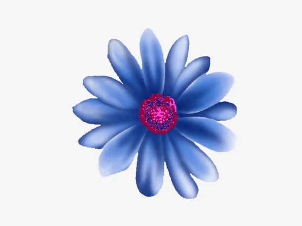 手绘蓝色渐变的花免抠