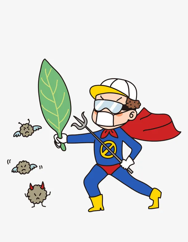 卡通手拿叶子的超人免抠