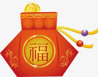 红色中国风福字红包免抠