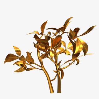 卡通手绘金色的叶子免抠