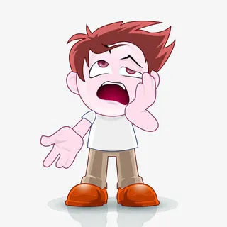 小男孩牙痛卡通图免抠