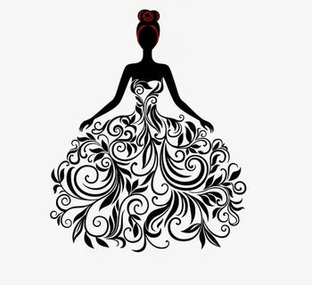 黑白花纹婚纱美女免抠