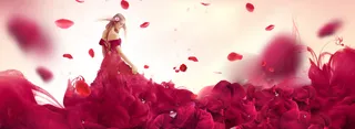 女王节大气文艺裙子花瓣红banner高清