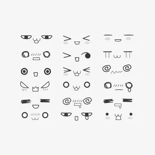 手绘黑白表情免抠