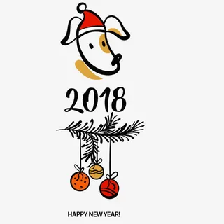 卡通手绘狗年海报设计免抠