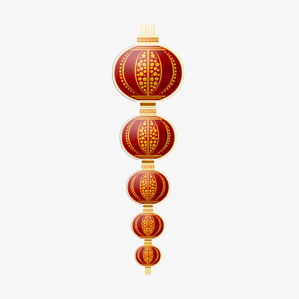 元宵元旦春节新年红灯笼串免抠