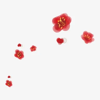 红色水彩桃花漂浮素材免抠