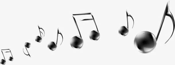 春天黑色手绘音符免抠