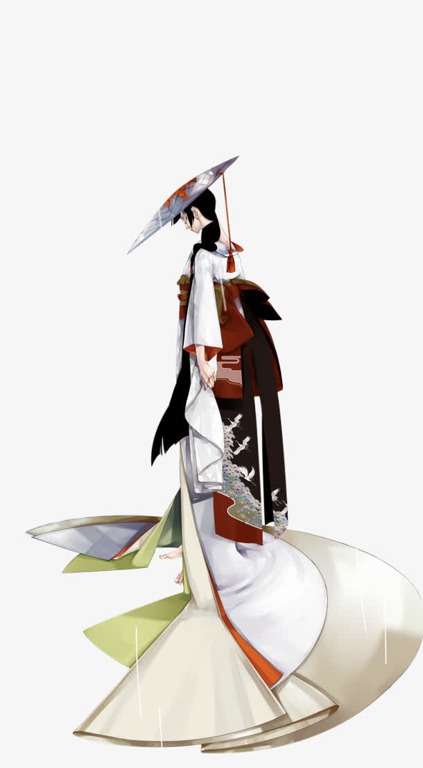 彩绘立绘和服日本女子免抠