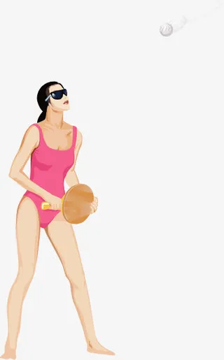 海边沙滩休闲卡通人物免抠