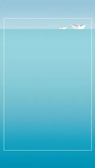 简约蓝色海洋与纸船高清